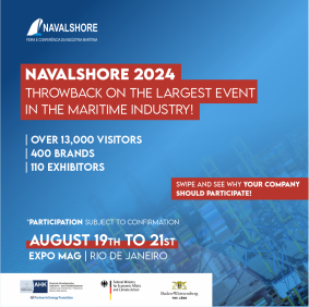 Trabalho de social media para as redes sociais da AHK Rio divulgando o evento Navalshore