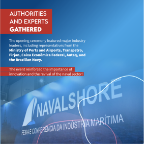 Trabalho de social media para as redes sociais da AHK Rio divulgando o evento Navalshore