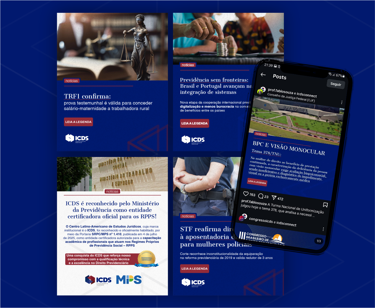 Trabalho de social media para as redes sociais da ICDS Connect